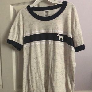 PINK Logo Stripe Tee Short Sleeved